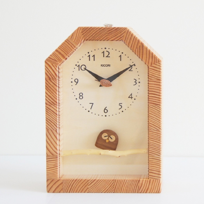 KICORI 枝のフクロウ時計 k602 木の時計 プレゼント キコリ 木製 ...